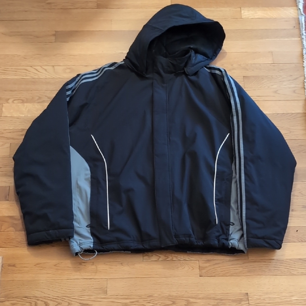 Adidas Gray and Black Warm Jacket with Hood